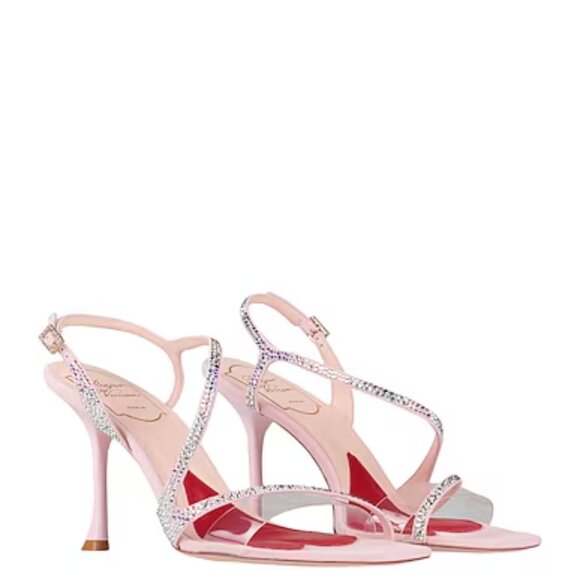 NEW ROGER VIVIER Made In Italy Leather Bling Heel Sandals PINK 5562tn - Picture 1 of 6